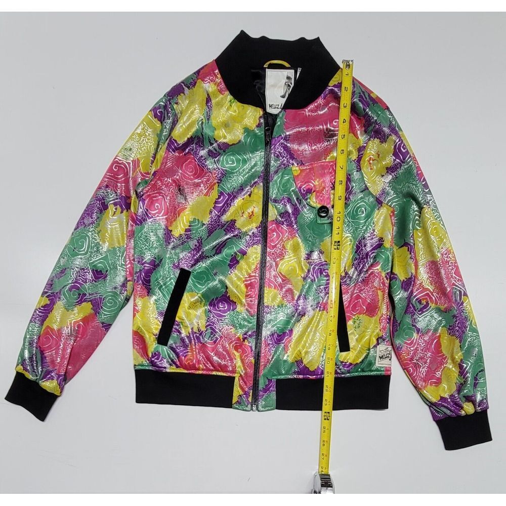 Hellz Bellz Multicolor Floral Bomber Jacket Women's Size Large Polyester